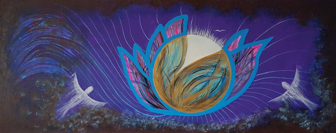 "Drøm", energi akrylmaleri på lerret, 138 x 55 cm, 2016, pris: 2000 kr.