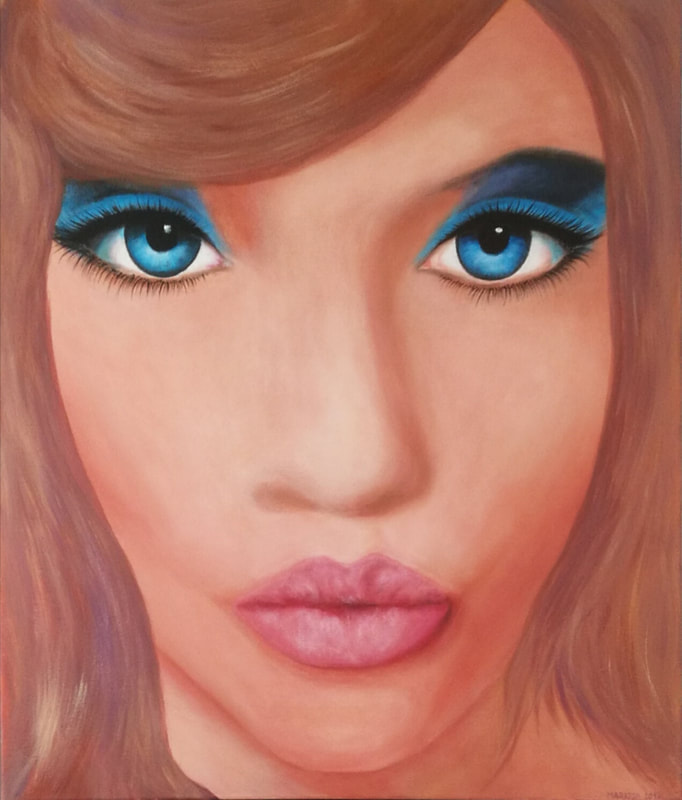 "Selfie", akrylmaleri på lerret, 60 x 70 cm, 2017, pris: 900 kr.